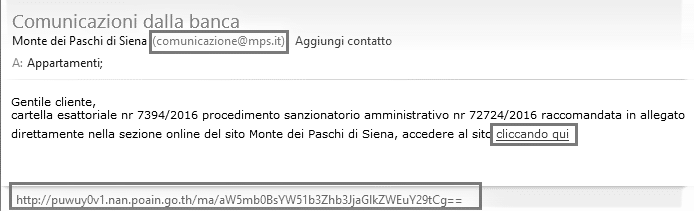 esempio email spam banca