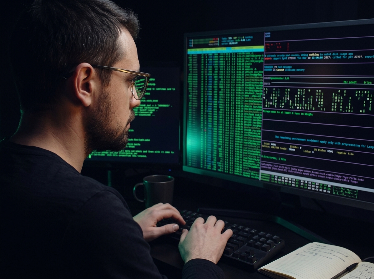 Analista di sicurezza al terminale durante un penetration test