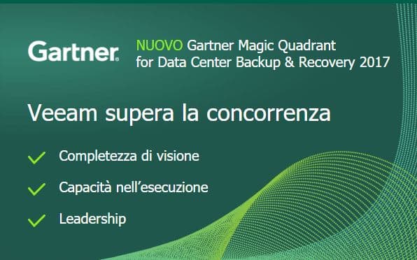 Veeam eletta Leader 2017 del Gartner Magic Quadrant